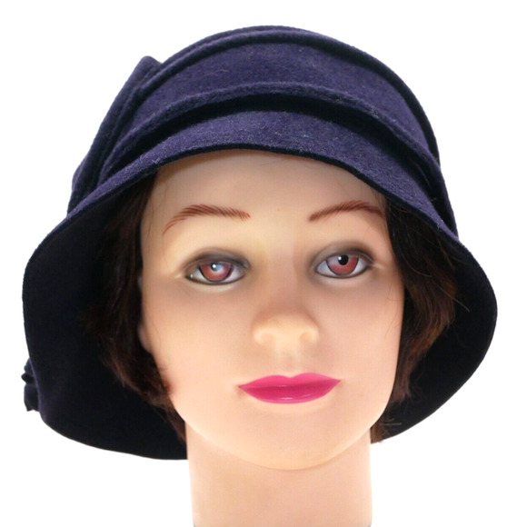 Diva 100% Rabbit Hair Cloche Hat Navy BLUE 22.5\